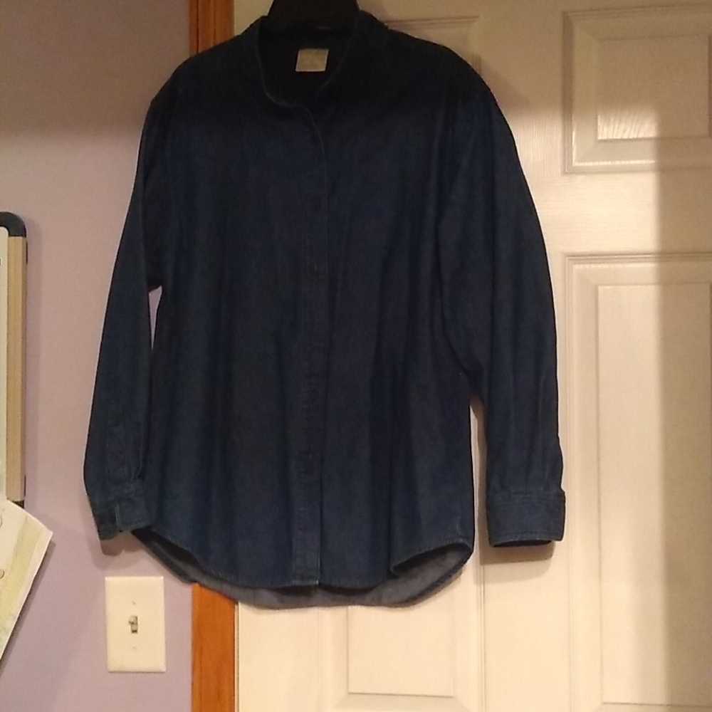 Faux denim button up